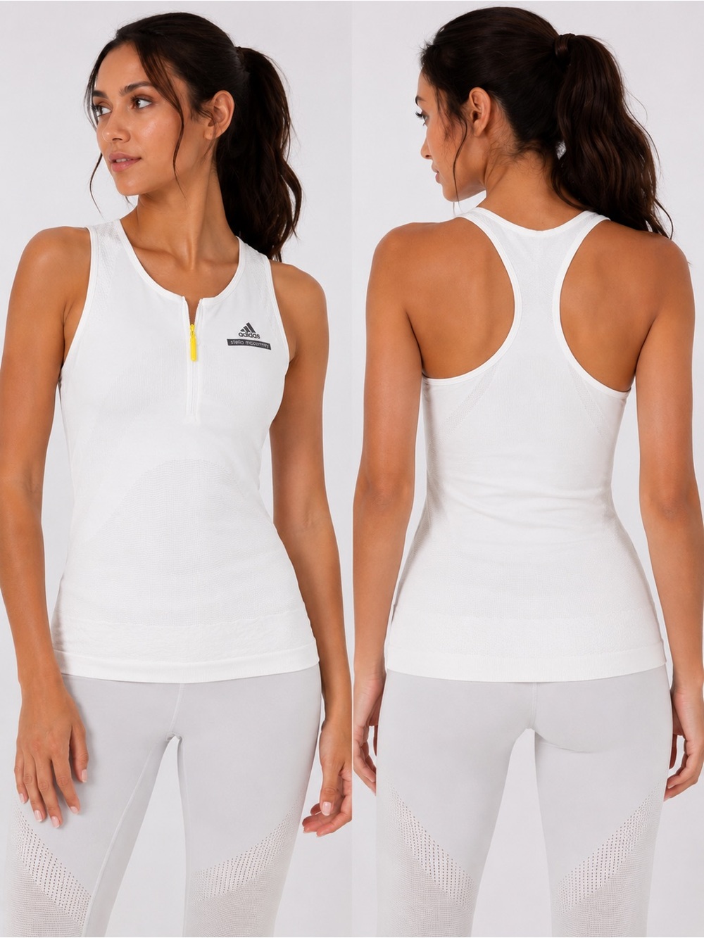 adidas by Stella McCartney White Performance Zip Tank Top | Racerback Activewear